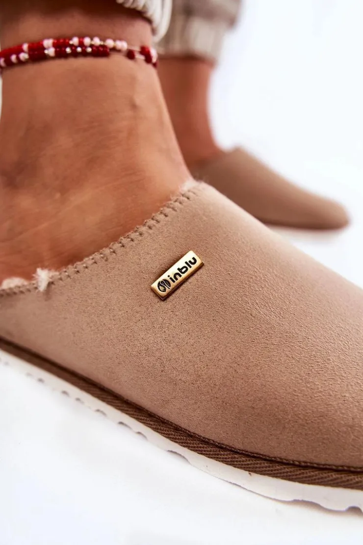 INBLU Domowe Ocieplane Klapki Papcie CS-34-011 Beżowe