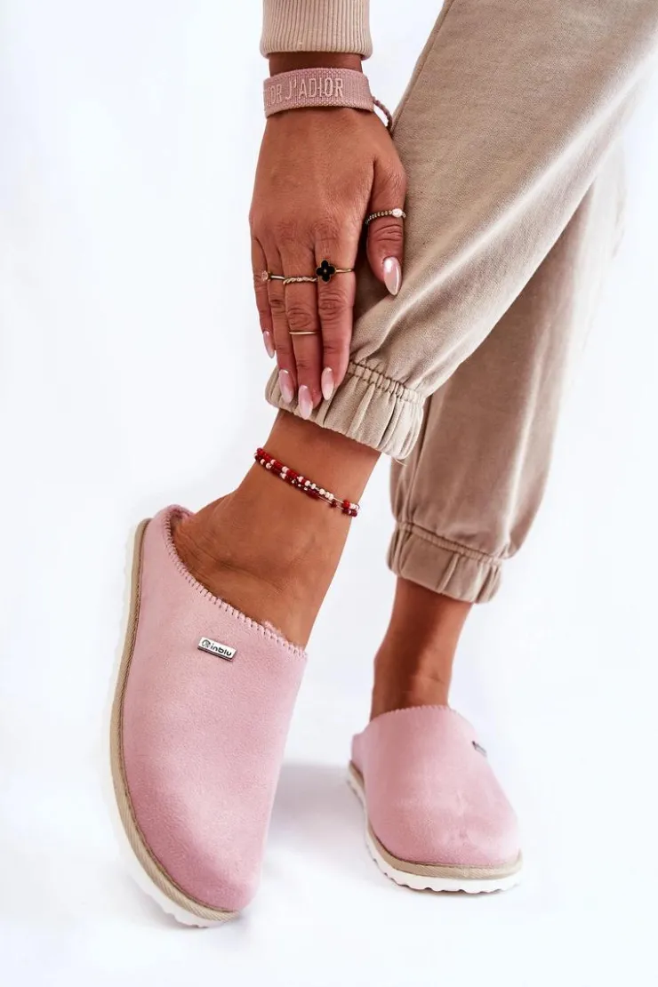 INBLU Kapcie Klasyczne|Klapki Damskie Klasyczne*Domowe Ocieplane Klapki Papcie CS-34-023 Różowe