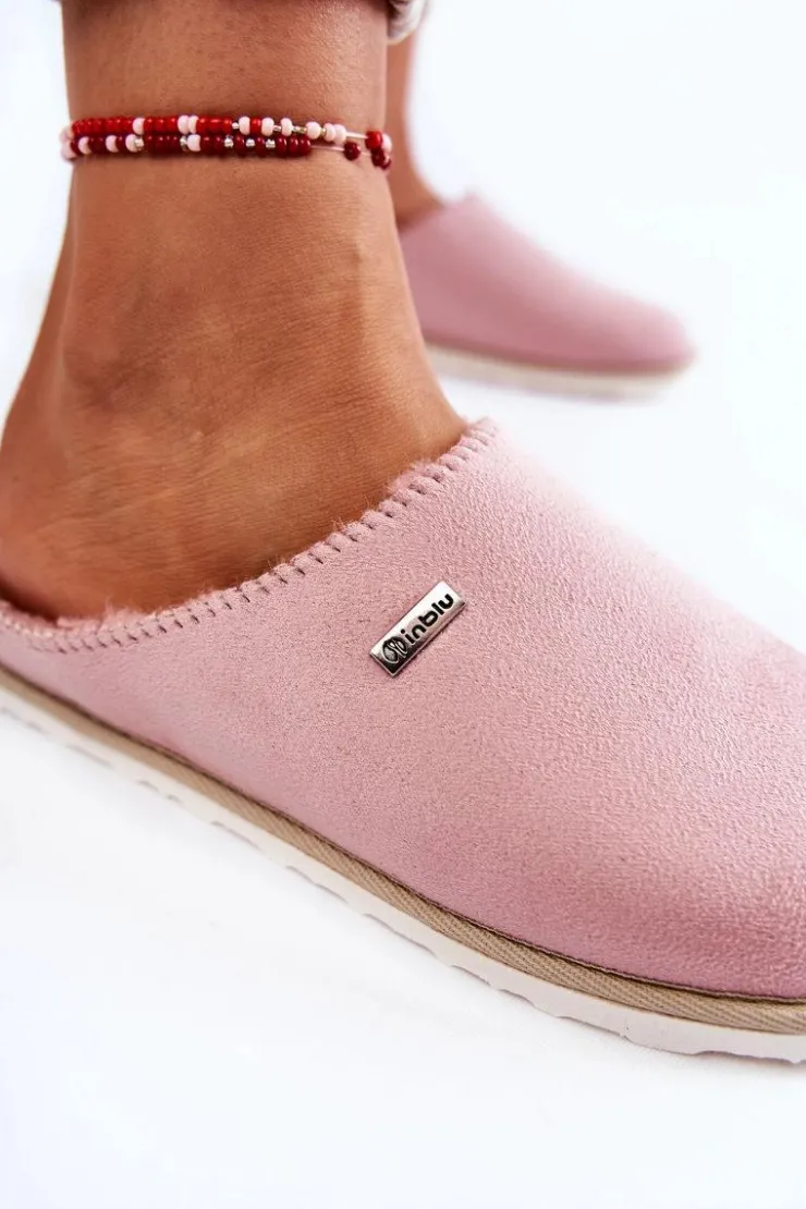 INBLU Kapcie Klasyczne|Klapki Damskie Klasyczne*Domowe Ocieplane Klapki Papcie CS-34-023 Różowe