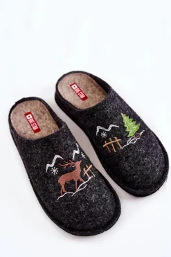 Hot Big Star Shoes Domowe Papcie Big Star KK276018 Czarno-Beżowe