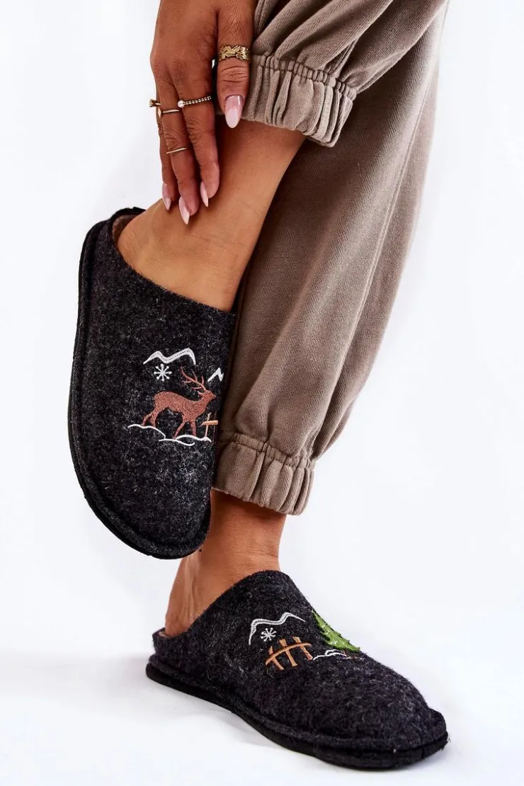 Hot Big Star Shoes Domowe Papcie Big Star KK276018 Czarno-Beżowe