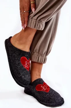 Big Star Shoes Kapcie Klasyczne*Domowe Papcie Big Star KK276019 Czarno-Czerwone