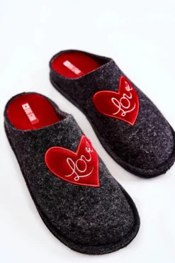 Big Star Shoes Kapcie Klasyczne*Domowe Papcie Big Star KK276019 Czarno-Czerwone