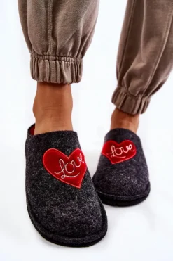 Big Star Shoes Kapcie Klasyczne*Domowe Papcie Big Star KK276019 Czarno-Czerwone