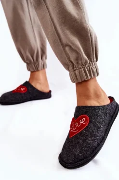 Big Star Shoes Kapcie Klasyczne*Domowe Papcie Big Star KK276019 Czarno-Czerwone