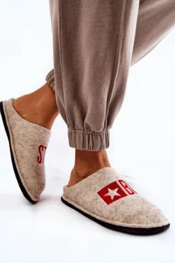 Best Big Star Shoes Domowe Papcie Big Star KK276021 Beżowe Beżowy