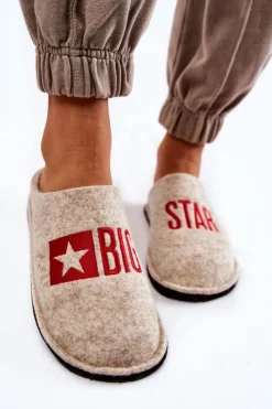 Best Big Star Shoes Domowe Papcie Big Star KK276021 Beżowe Beżowy