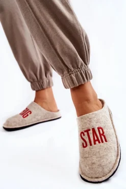 Best Big Star Shoes Domowe Papcie Big Star KK276021 Beżowe Beżowy