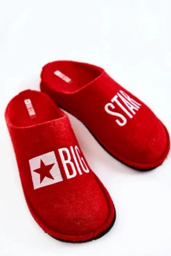 Big Star Shoes Kapcie Klasyczne*Domowe Papcie Big Star KK276022 Czerwone Czerwony