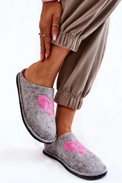 Damskie Big Star Shoes Domowe Papcie Big Star KK276020 Szaro-Różowe