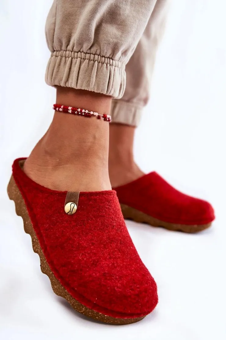 INBLU Kapcie Klasyczne|Klapki Damskie Klasyczne*Domowe Papcie Klapki Profilaktyczne DK-08-075 Czerwone