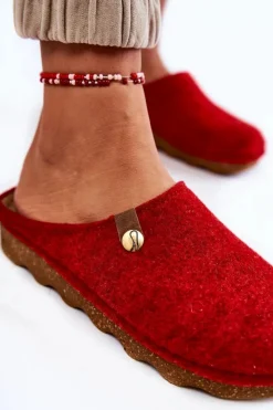 INBLU Kapcie Klasyczne|Klapki Damskie Klasyczne*Domowe Papcie Klapki Profilaktyczne DK-08-075 Czerwone