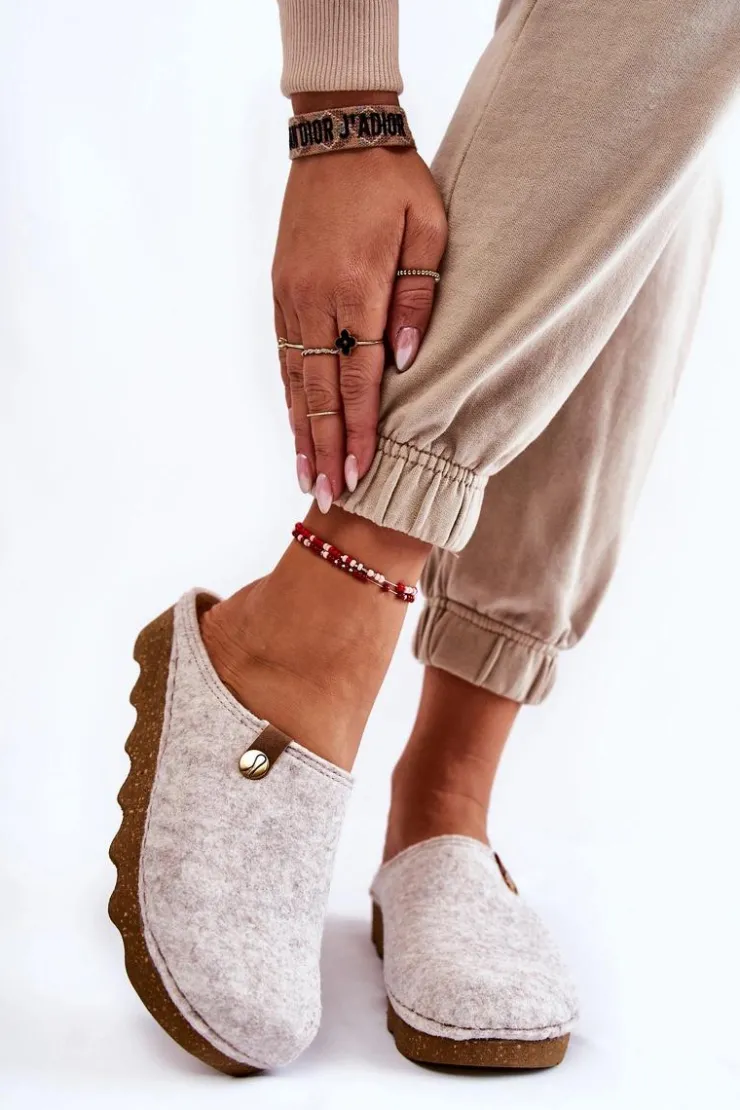 INBLU Kapcie Klasyczne|Klapki Damskie Klasyczne*Domowe Papcie Klapki Profilaktyczne DK-08-002 Beżowe