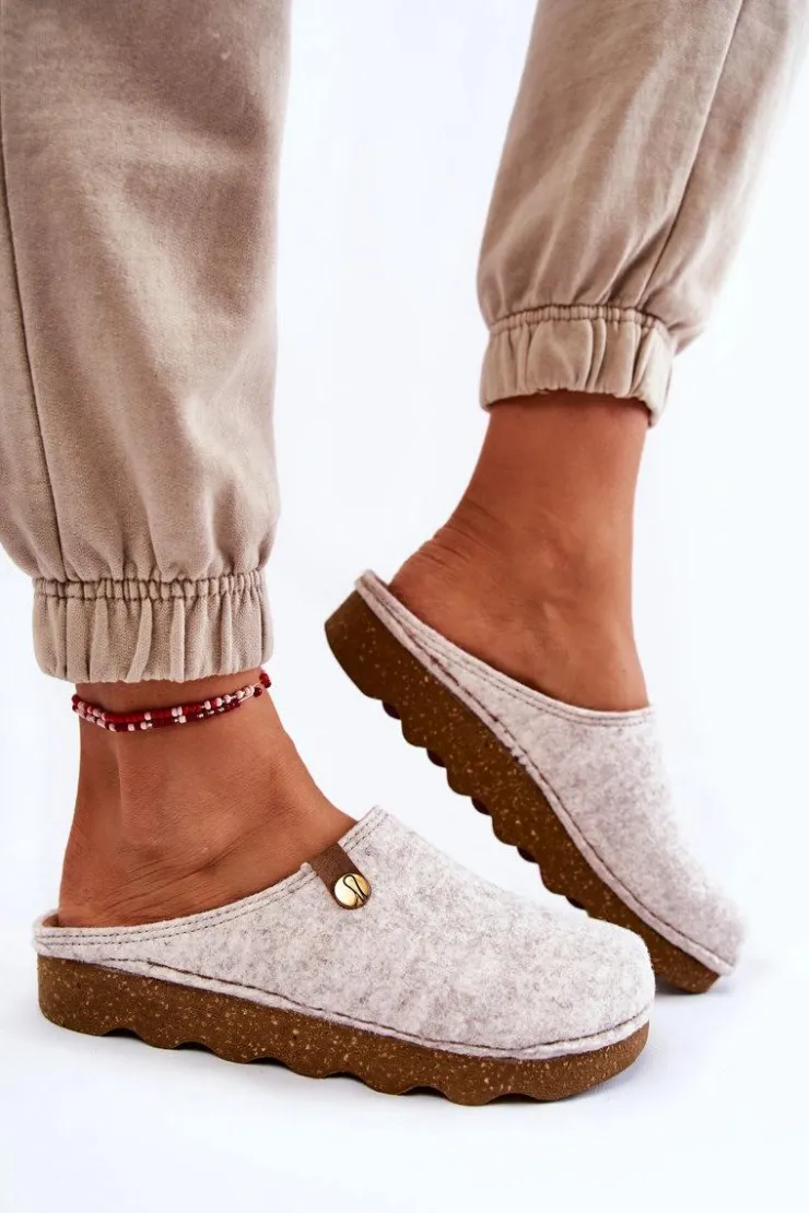 INBLU Kapcie Klasyczne|Klapki Damskie Klasyczne*Domowe Papcie Klapki Profilaktyczne DK-08-002 Beżowe