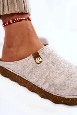 INBLU Kapcie Klasyczne|Klapki Damskie Klasyczne*Domowe Papcie Klapki Profilaktyczne DK-08-002 Beżowe