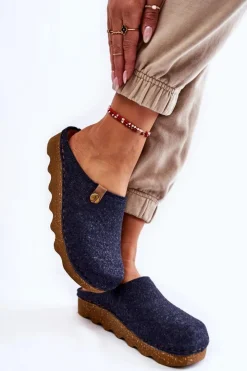 Hot INBLU Domowe Papcie Klapki Profilaktyczne DK-08-041 Granatowe