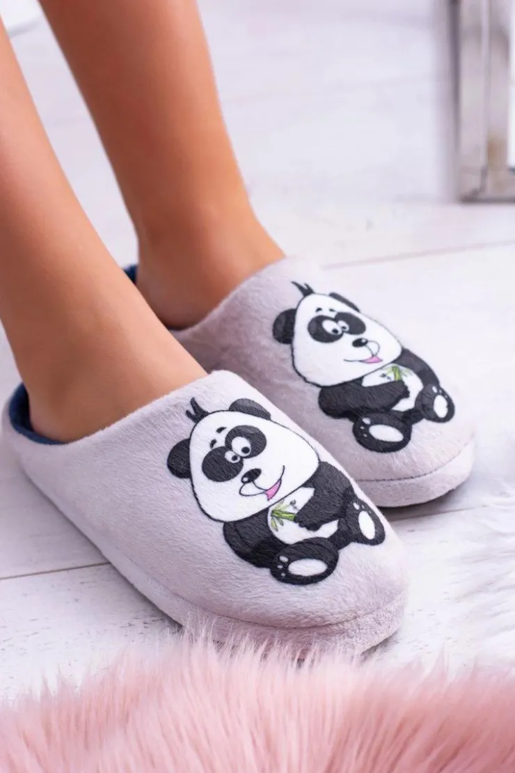 Damskie Boto Dreex Damskie Domowe Ciepłe Papcie Klapki Panda
