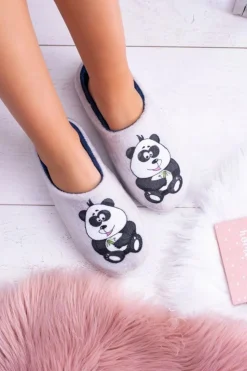 Damskie Boto Dreex Damskie Domowe Ciepłe Papcie Klapki Panda