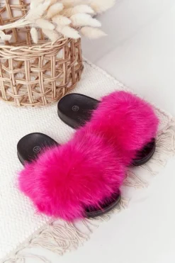 Boto Dziewczęce|Klapki Z Futerkiem*Dziecięce Klapki Z Futerkiem Fuksja Fashionista