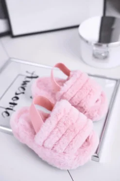 Boto Dziewczęce|Klapki Z Futerkiem*Dziecięce klapki z futerkiem i gumką różowe Fluffy