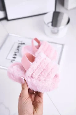 Boto Dziewczęce|Klapki Z Futerkiem*Dziecięce klapki z futerkiem i gumką różowe Fluffy