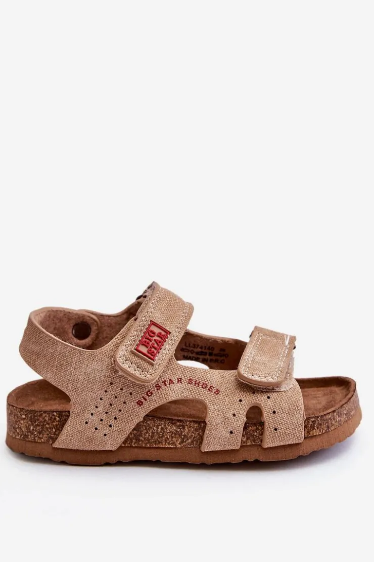 Discount Big Star Shoes Dziecięce Lekkie Sandałki Na Rzepy Big Star LL374140 Beżowe