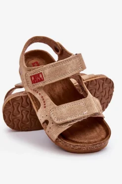 Discount Big Star Shoes Dziecięce Lekkie Sandałki Na Rzepy Big Star LL374140 Beżowe