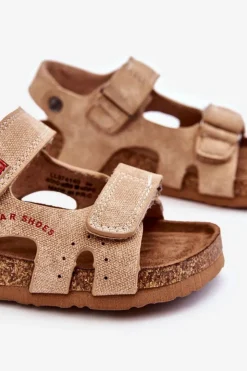 Discount Big Star Shoes Dziecięce Lekkie Sandałki Na Rzepy Big Star LL374140 Beżowe