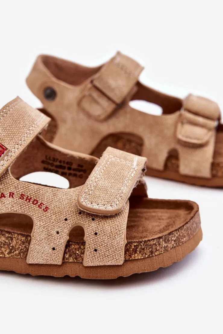 Discount Big Star Shoes Dziecięce Lekkie Sandałki Na Rzepy Big Star LL374140 Beżowe