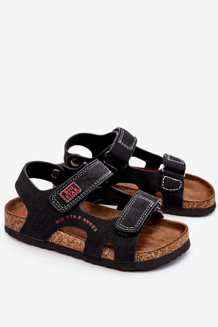 Damskie Big Star Shoes Dziecięce Lekkie Sandałki Na Rzepy Big Star LL374141 Czarne