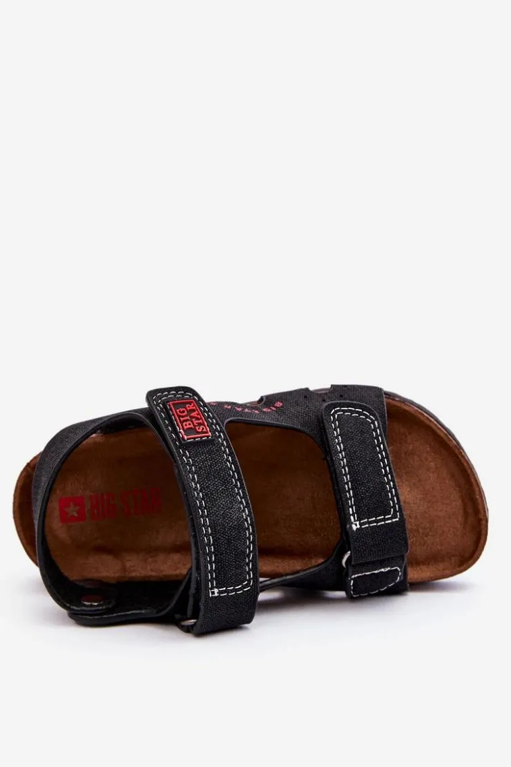 Damskie Big Star Shoes Dziecięce Lekkie Sandałki Na Rzepy Big Star LL374141 Czarne