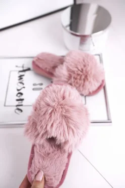 Boto Dziewczęce|Dziewczęce*Dziecięce Papcie Klapki z Futerkiem Pudrowy Róż Snow Ball