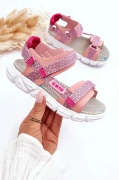 Damskie Big Star Shoes Dziecięce Sandałki Na Rzep Big Star LL374202 Różowe