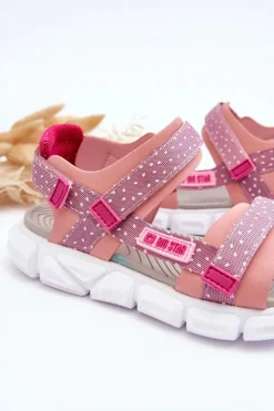 Damskie Big Star Shoes Dziecięce Sandałki Na Rzep Big Star LL374202 Różowe