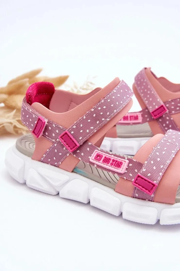 Damskie Big Star Shoes Dziecięce Sandałki Na Rzep Big Star LL374202 Różowe