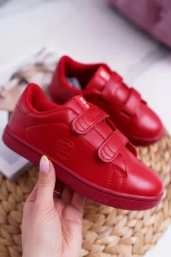 Damskie Big Star Shoes Dziecięce Trampki Na Rzepy Big Star DD374030 Czerwone