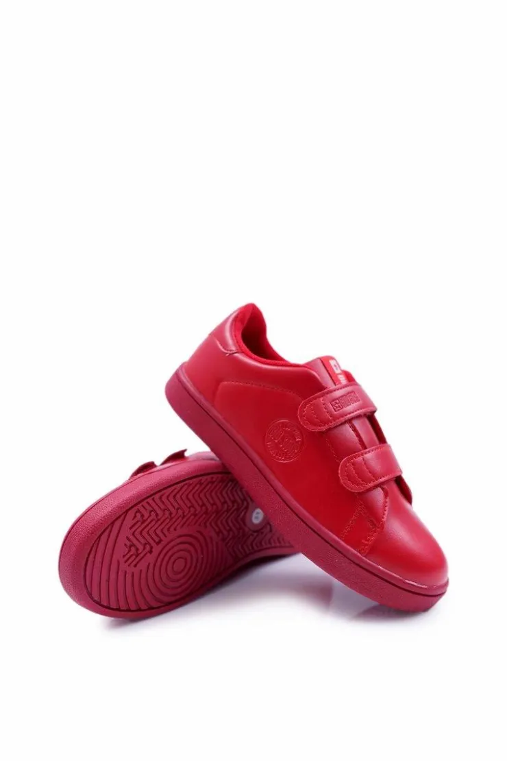 Damskie Big Star Shoes Dziecięce Trampki Na Rzepy Big Star DD374030 Czerwone