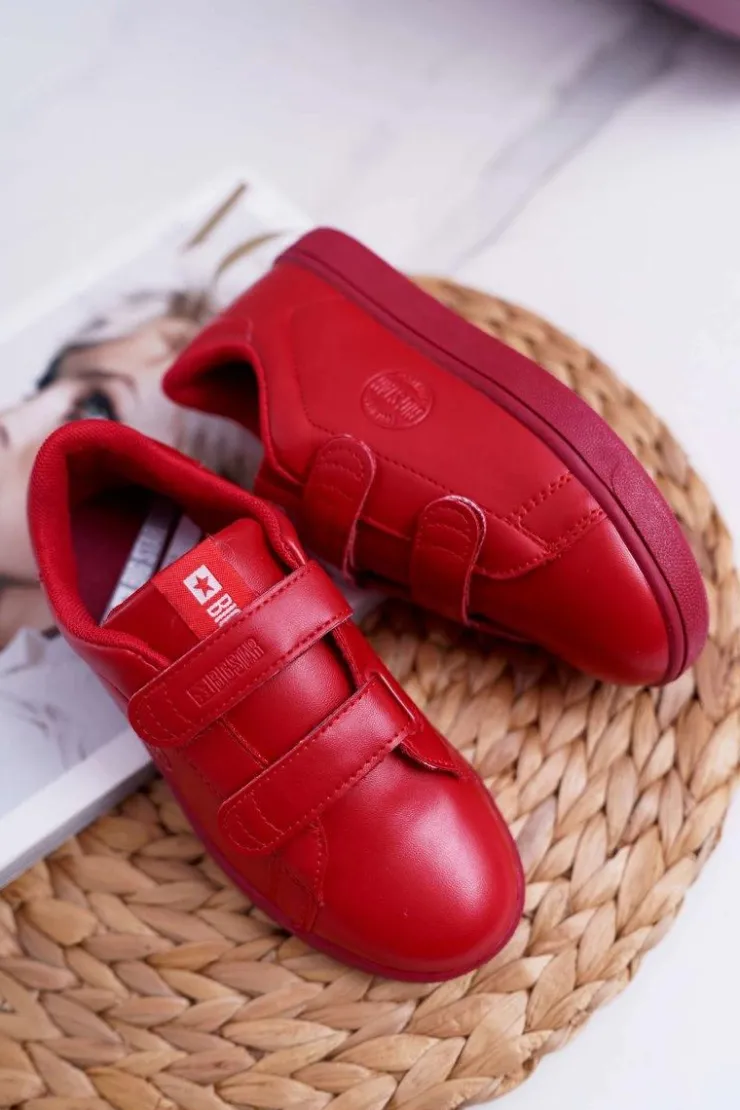 Damskie Big Star Shoes Dziecięce Trampki Na Rzepy Big Star DD374030 Czerwone