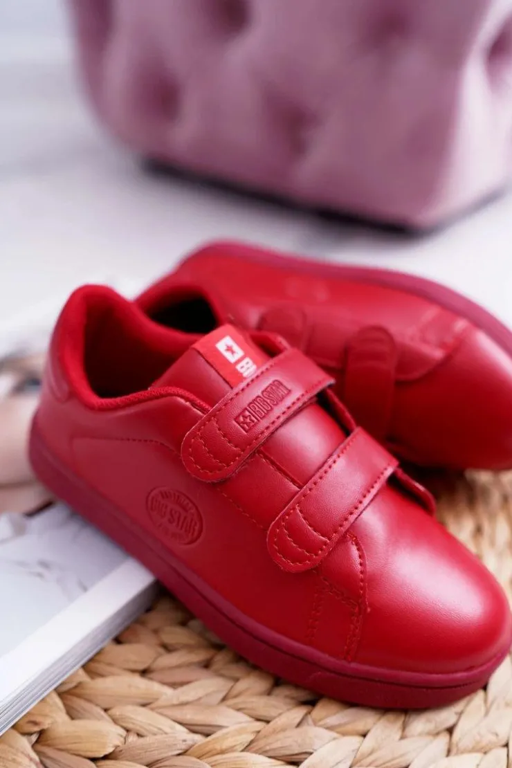 Damskie Big Star Shoes Dziecięce Trampki Na Rzepy Big Star DD374030 Czerwone