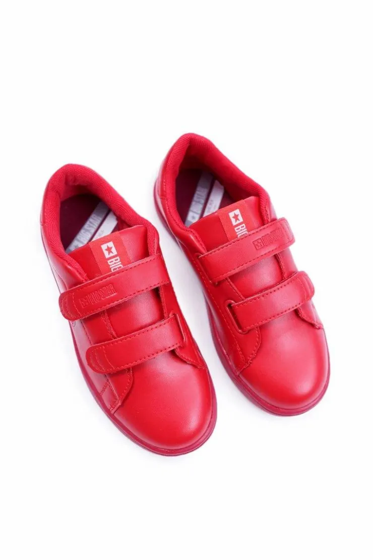 Damskie Big Star Shoes Dziecięce Trampki Na Rzepy Big Star DD374030 Czerwone