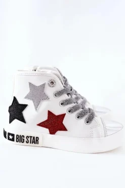 Damskie Big Star Shoes Dziecięce Wysokie Trampki Z Suwakiem BIG STAR II374029 Białe