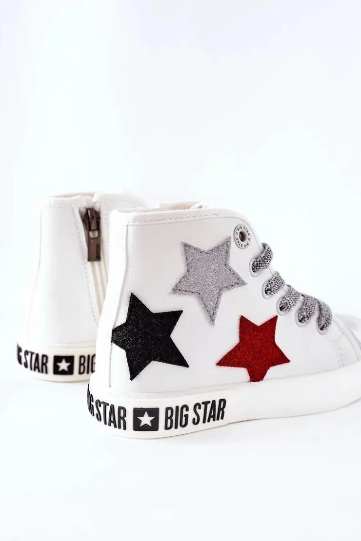 Damskie Big Star Shoes Dziecięce Wysokie Trampki Z Suwakiem BIG STAR II374029 Białe