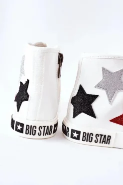 Damskie Big Star Shoes Dziecięce Wysokie Trampki Z Suwakiem BIG STAR II374029 Białe