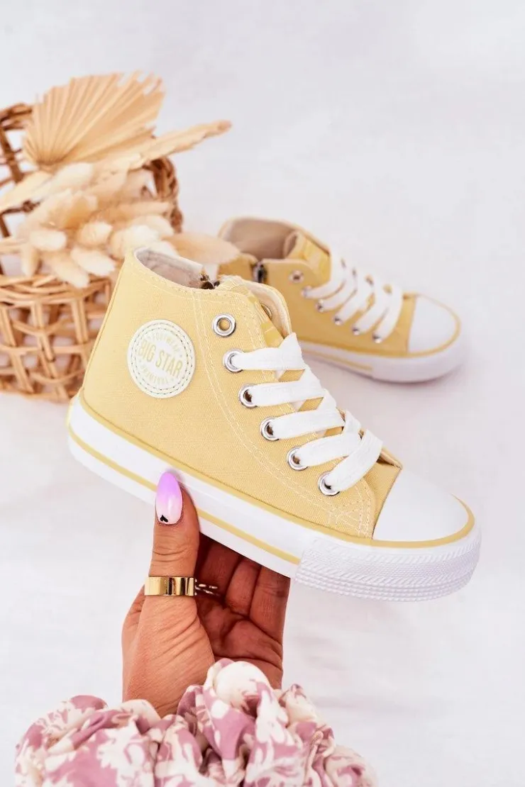 Clearance Big Star Shoes Dziecięce Wysokie Trampki Z Suwakiem BIG STAR HH374138 Żółte