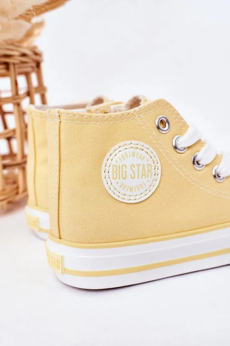 Clearance Big Star Shoes Dziecięce Wysokie Trampki Z Suwakiem BIG STAR HH374138 Żółte