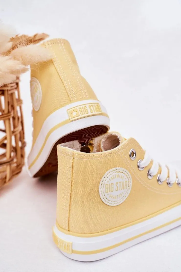 Clearance Big Star Shoes Dziecięce Wysokie Trampki Z Suwakiem BIG STAR HH374138 Żółte