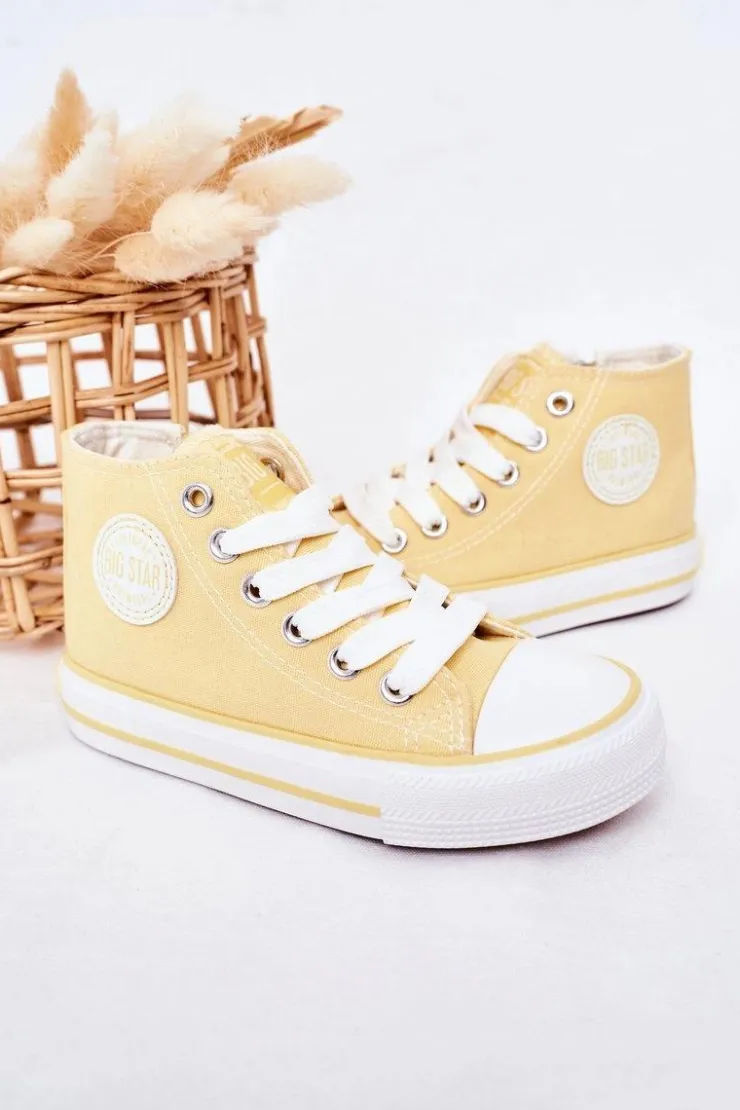 Clearance Big Star Shoes Dziecięce Wysokie Trampki Z Suwakiem BIG STAR HH374138 Żółte