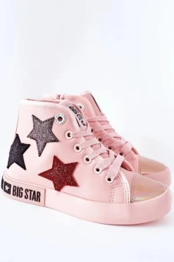 Best Big Star Shoes Dziecięce Wysokie Trampki Z Suwakiem BIG STAR II374030 Różowe