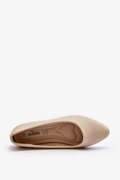 Damskie Evento Eko Skórzane Baleriny Damskie Beżowe Tindomiel