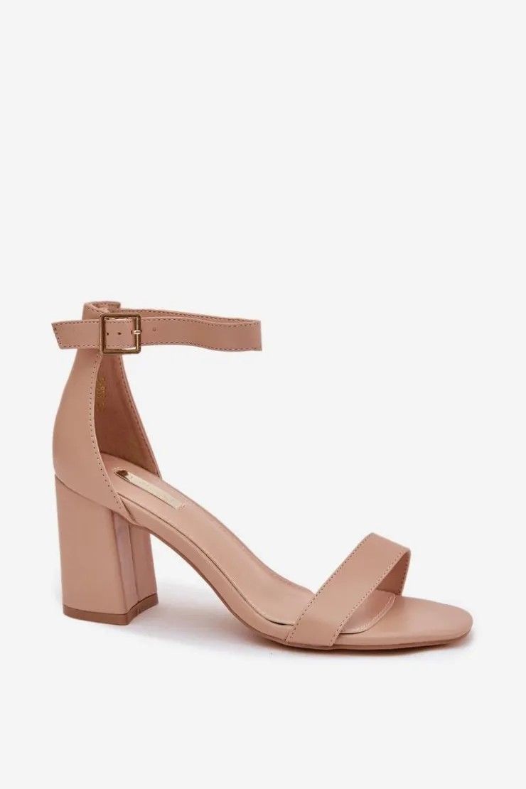 Boto Sandały Na Słupku|Sandały Na Obcasie*Eko Skórzane Sandały Damskie Na Słupku Beżowe Irini